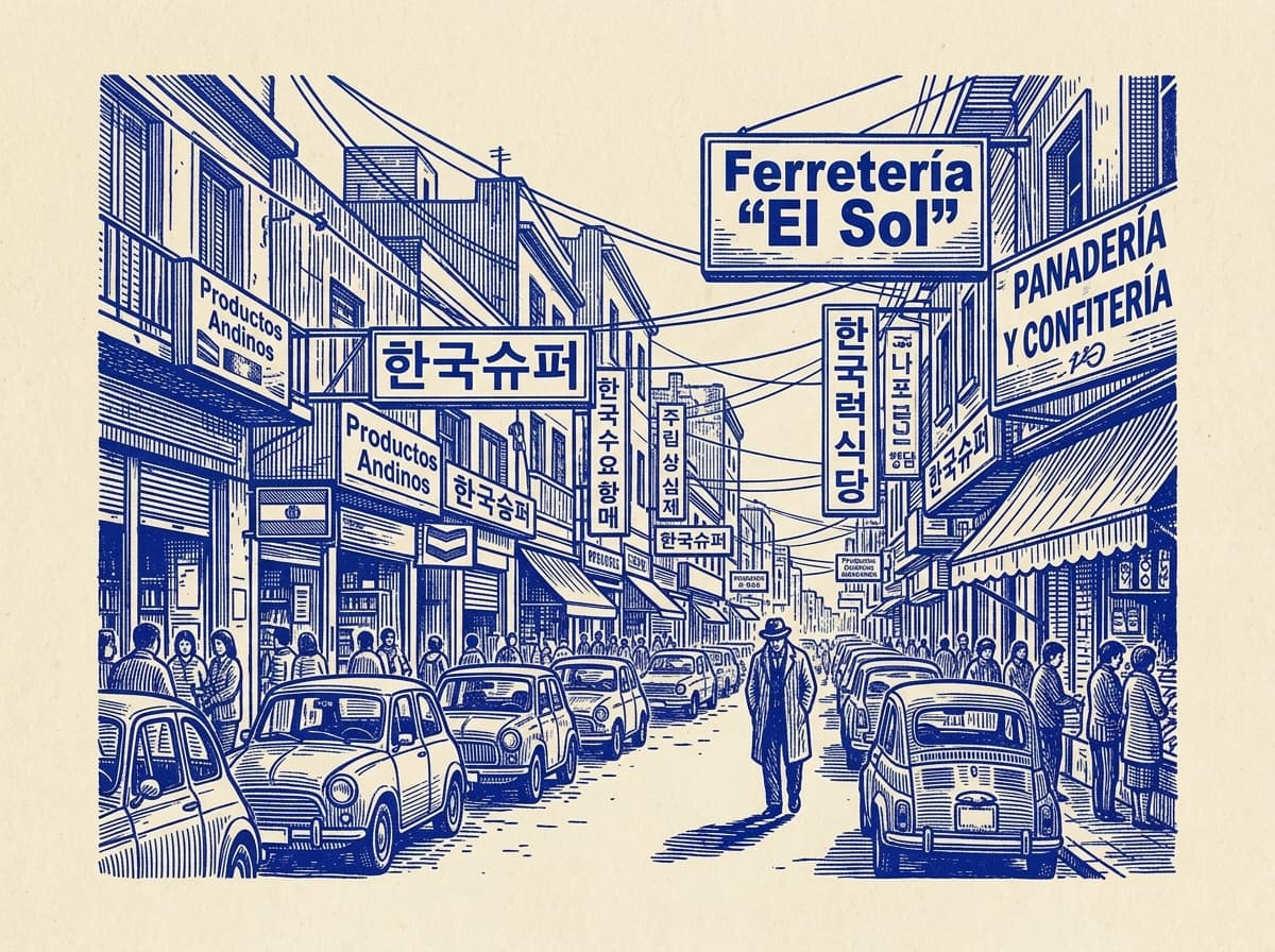 Flores, ilustración grabada en azul cobalto sobre papel crema