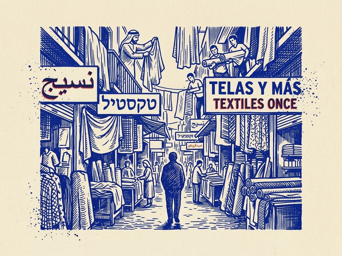 Balvanera, ilustración grabada en azul cobalto sobre papel crema