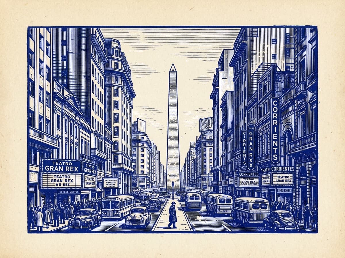 San Nicolas, ilustración grabada en azul cobalto sobre papel crema